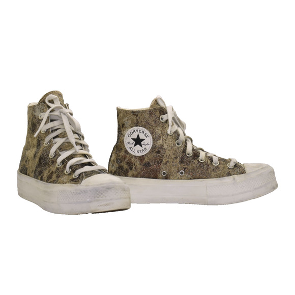 A8 Auth CONVERSE CHUCK TAYLOR Bronze Stas Lift Hi Top Platform Sneakers Size 8.5 - Picture 1 of 7